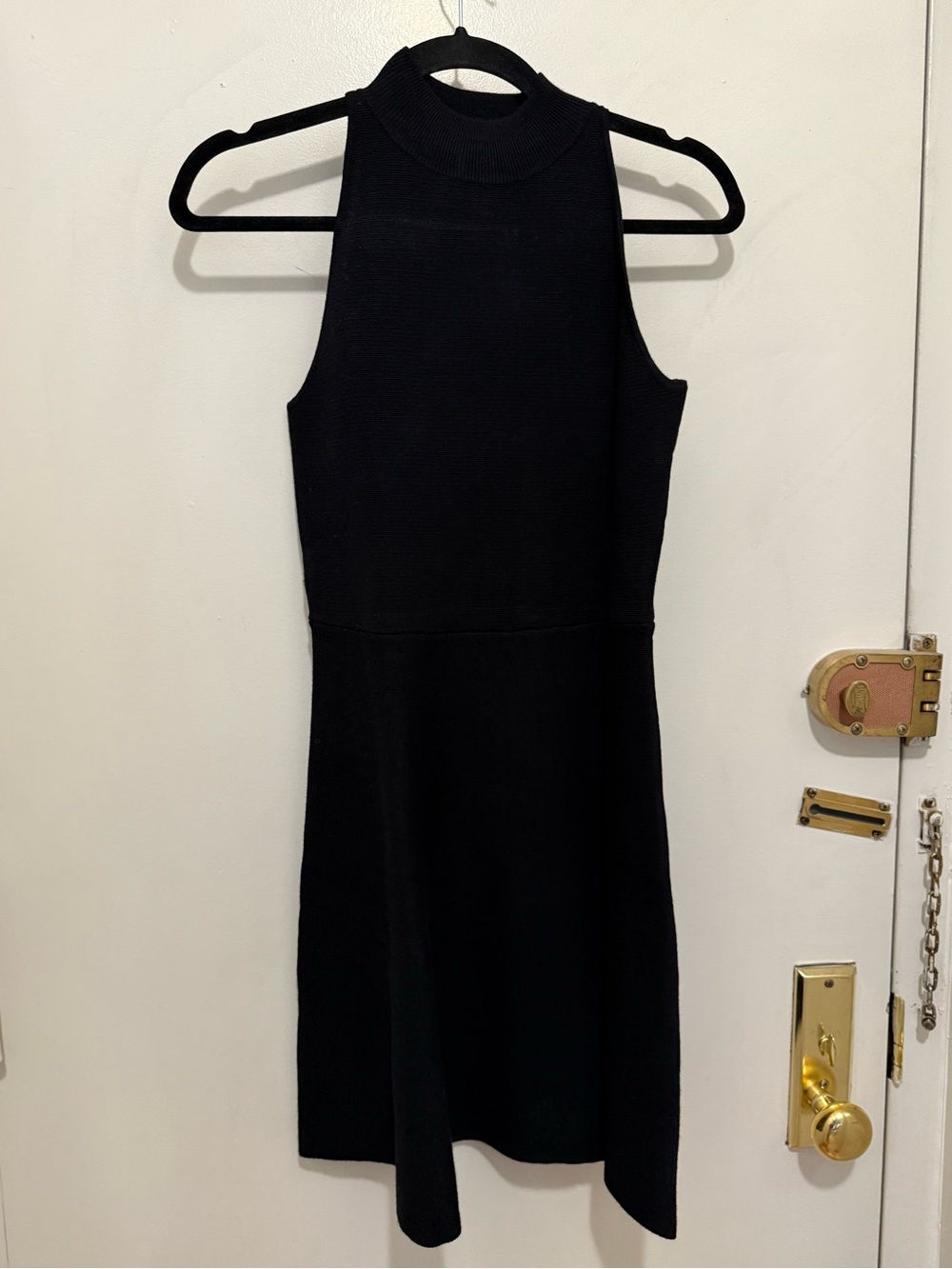 Aqua Black Sleeveless Mock Neck Mini Dress